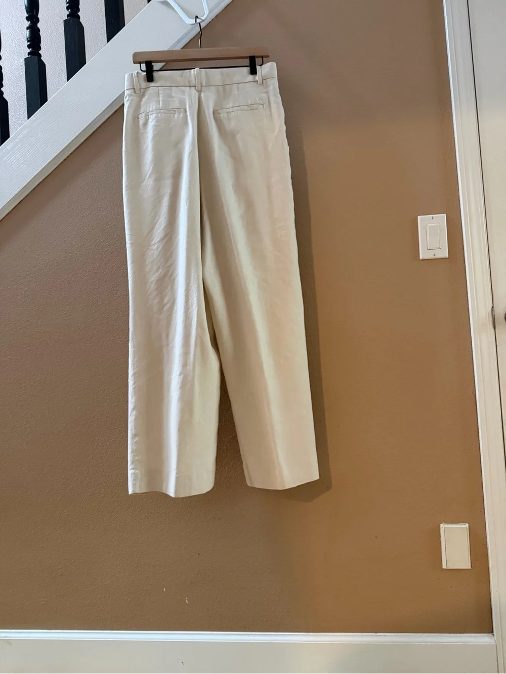 Banana Republic Cream Pleated Wide-Leg Pants